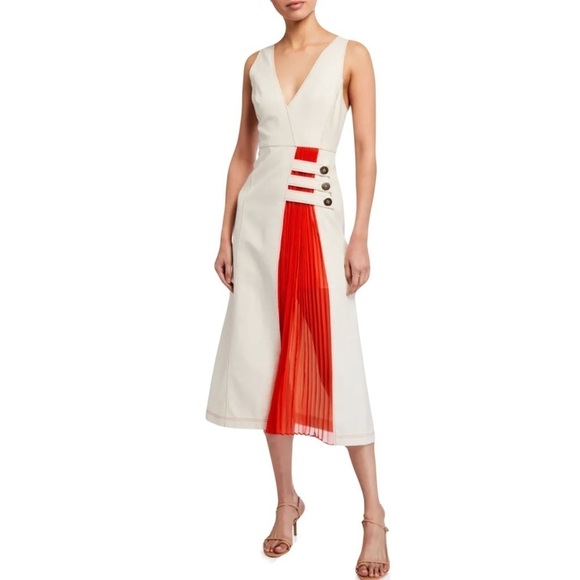 ALEXIS Ilan Pleated Sleeveless Midi Dress w/ Buttons Womens size M - Picture 3 of 12